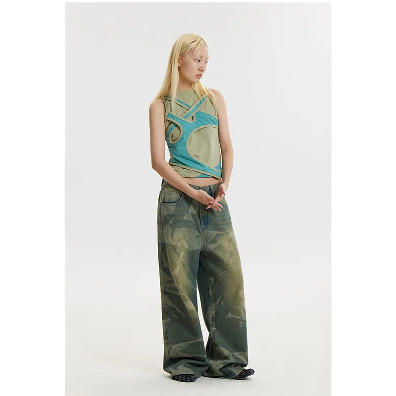 Y2K Vintage Blue Jeans: High Waisted Streetwear for Women