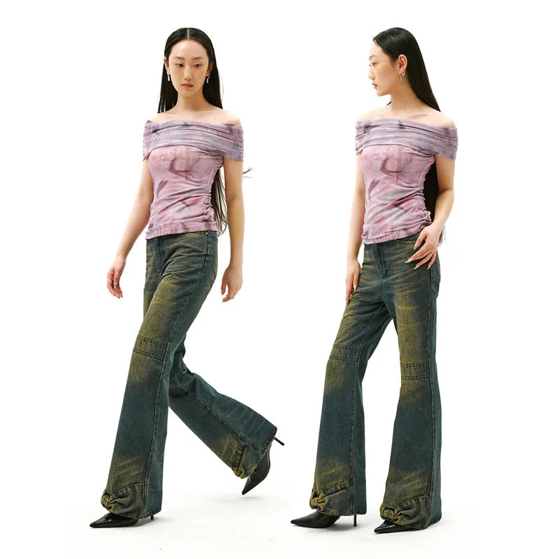 Y2K Vintage Blue Jeans: High Waisted Streetwear with Wide Leg - Retro Hip Hop Fashion