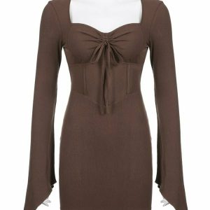 Y2K Vintage Brown Corset Dress - 90s Grunge, Retro Summer Outfit, Y2K Party & Club