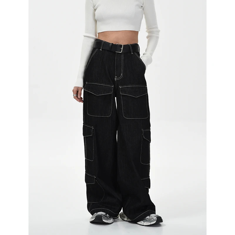 Y2K Vintage Cargo Jeans: High Waist Streetwear for Women