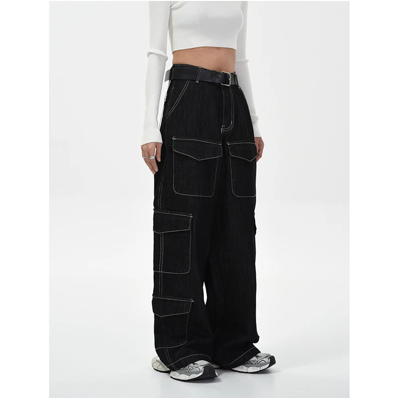 Y2K Vintage Cargo Jeans: High Waist Streetwear for Women