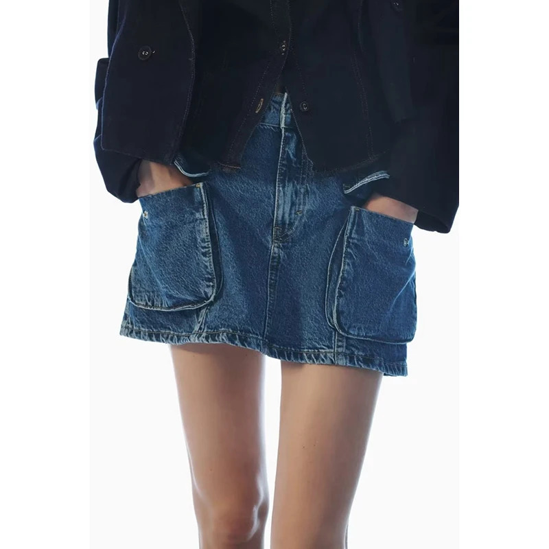 Y2K Vintage Denim High Waist Skirt - Retro 90s Grunge Style A-Line Mini Skirt