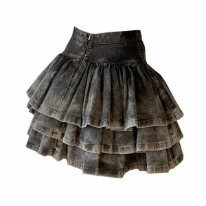 Y2K Vintage Denim Mini Skirt - 90s Grunge, Retro Summer Outfit, Y2K Party & Club