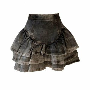 Y2K Vintage Denim Mini Skirt - 90s Grunge, Retro Summer Outfit, Y2K Party & Club