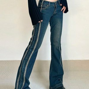 Y2K Vintage Flared Jeans - 90s Grunge, Retro Summer, Hip Hop, Pastel Goth, Y