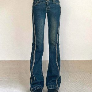 Y2K Vintage Flared Jeans - 90s Grunge, Retro Summer, Hip Hop, Pastel Goth, Y