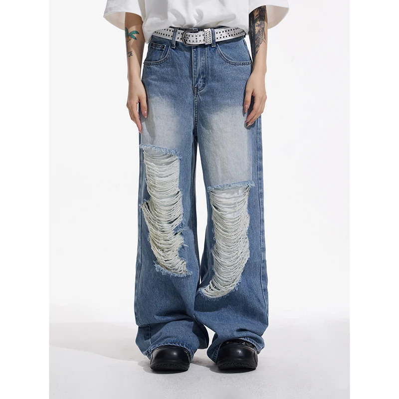 Y2K Vintage Harajuku High Waist Loose Fit Jeans - Streetwear Style Women's Wide Leg Denim Pants