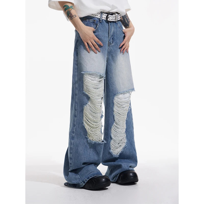 Y2K Vintage Harajuku High Waist Loose Fit Jeans - Streetwear Style Women's Wide Leg Denim Pants