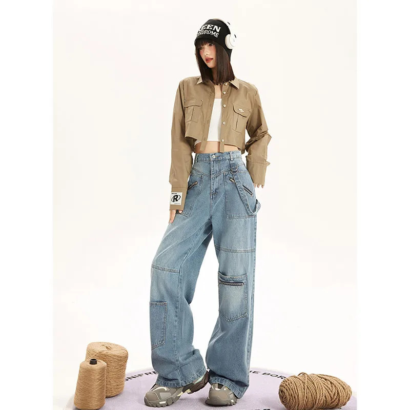 Y2K Vintage High Waist Baggy Jeans - Women's American Casual Street Style Denim Trouser