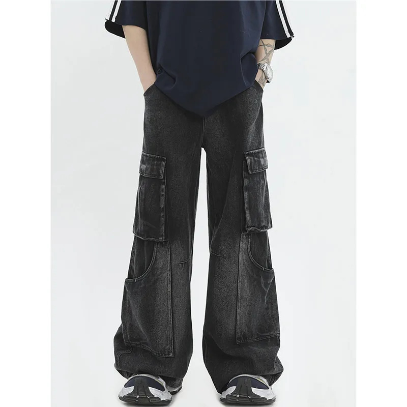 Y2K Vintage High Waist Baggy Jeans with Big Pockets - Streetwear Denim Pants