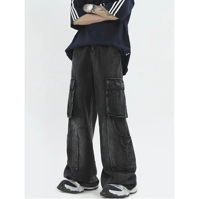 Y2K Vintage High Waist Baggy Jeans with Big Pockets - Streetwear Denim Pants