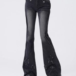 Y2K Vintage High Waist Black Denim Jeans - Streetwear Chic Fashion