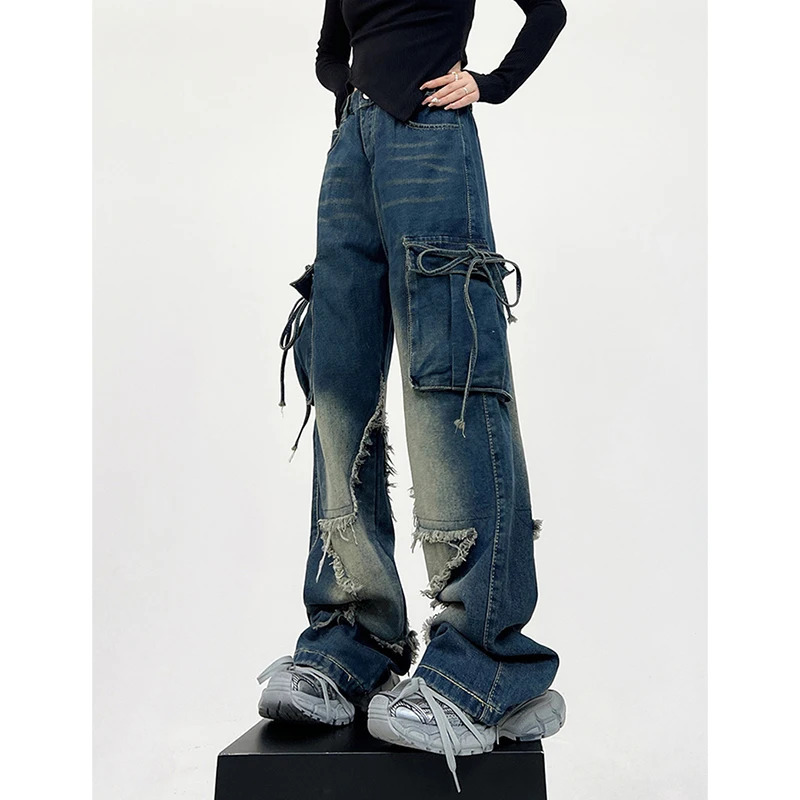 Y2K Vintage High Waist Black Jeans - American Chic Streetwear Fashion