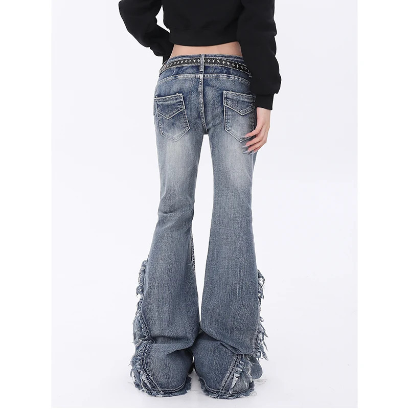 Y2K Vintage High Waist Black Jeans - American Streetwear Fashion for Women