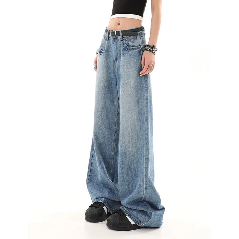 Y2K Vintage High Waist Blue Denim Jeans - Streetwear American Style