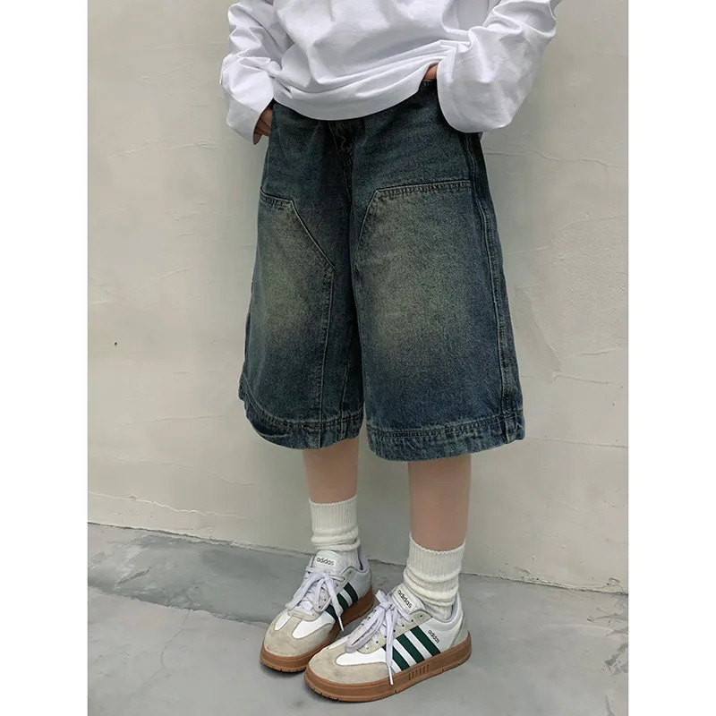 Y2K Vintage High Waist Blue Denim Shorts - Harajuku Streetwear Style