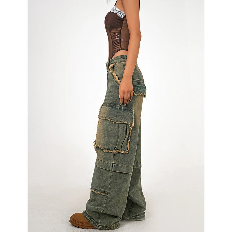 Y2K Vintage High Waist Blue Jeans - Chic American Fashion for Women