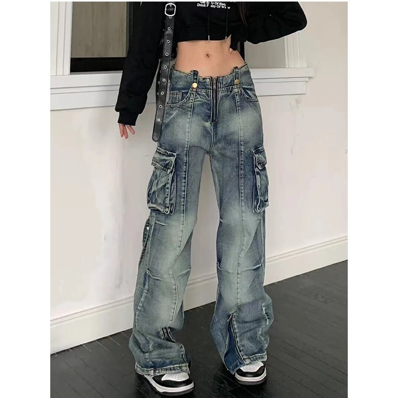 Y2K Vintage High Waist Blue Jeans - Chic American Fashion Streetwear