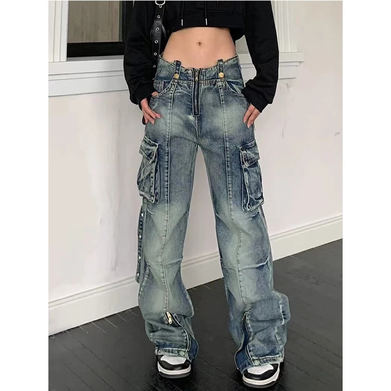 Y2K Vintage High Waist Blue Jeans - Chic American Fashion Streetwear