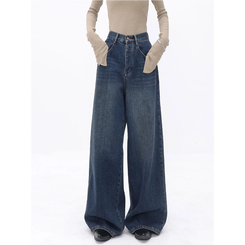 Y2K Vintage High Waist Blue Jeans - High Street Style Women's Denim Trouser