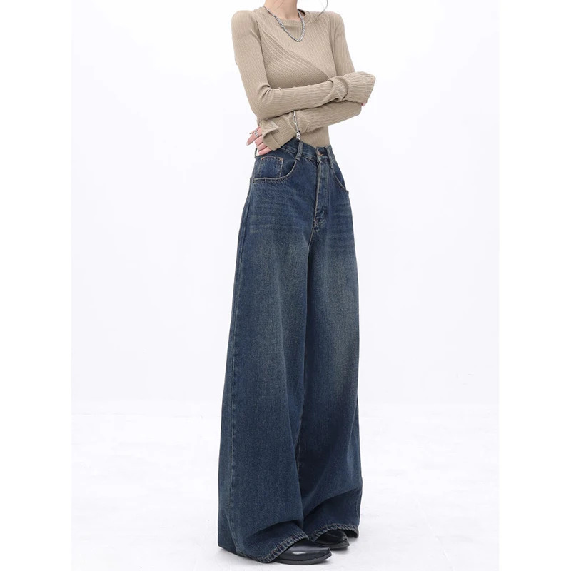 Y2K Vintage High Waist Blue Jeans - High Street Style Women's Denim Trouser