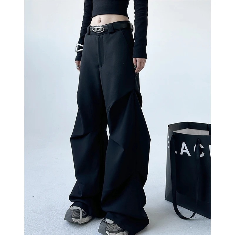 Y2K Vintage High Waist Cargo Pants - Streetwear Wide Leg Overalls