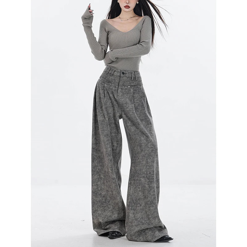 Y2K Vintage High Waist Denim Jeans - Casual Street Style Wide Leg Baggy Pants