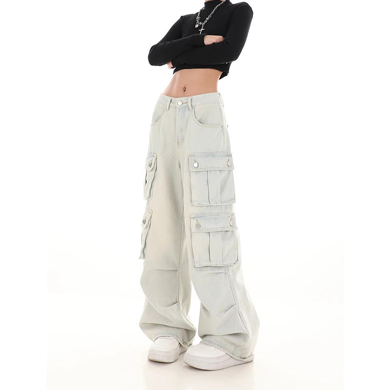 Y2K Vintage High Waist Denim Pants - Casual Harajuku Style for Women