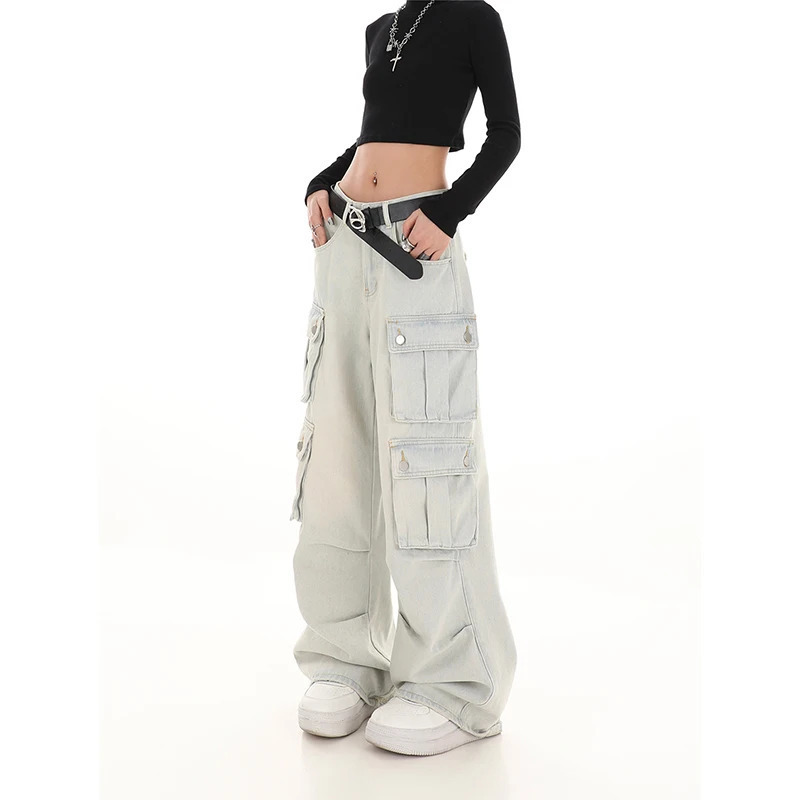 Y2K Vintage High Waist Denim Pants - Casual Harajuku Style for Women