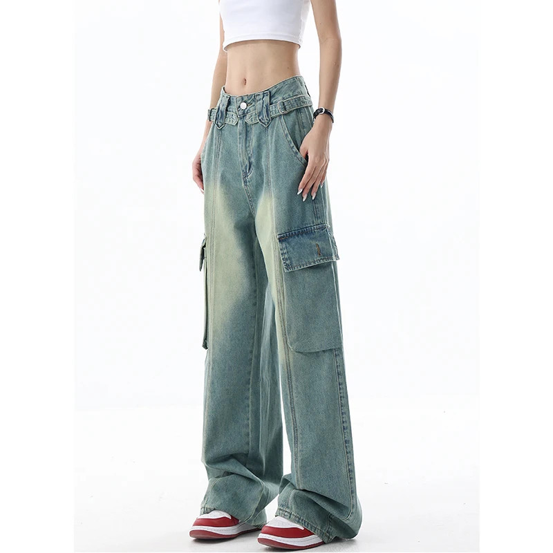 Y2K Vintage High Waist Denim Pants - Women's Casual Harajuku Style