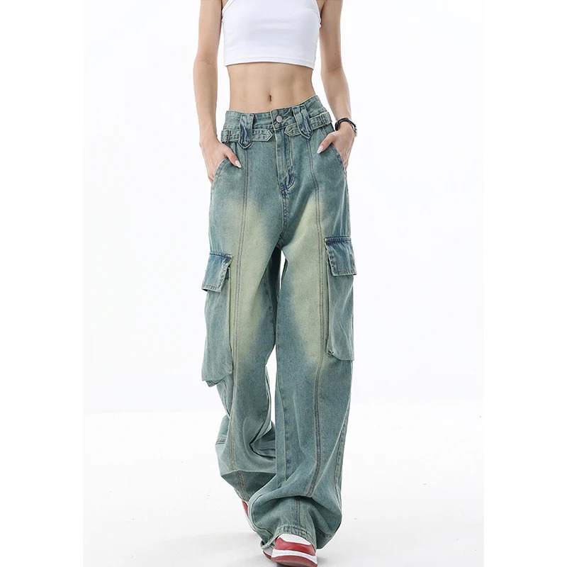 Y2K Vintage High Waist Denim Pants - Women's Casual Harajuku Style