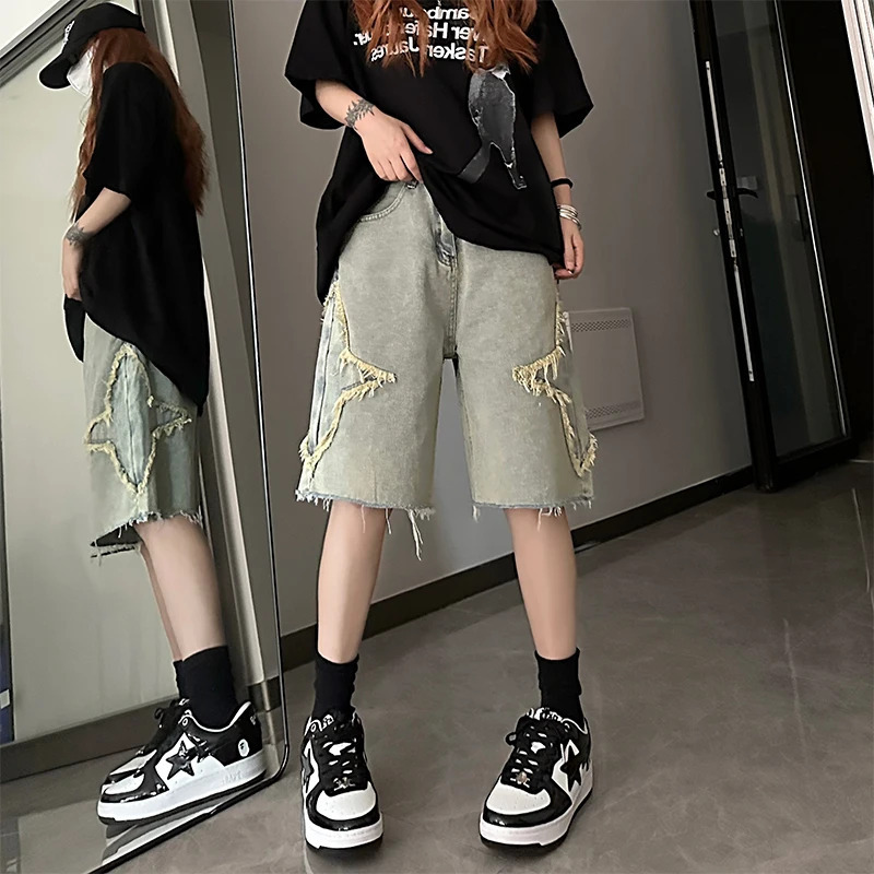 Y2K Vintage High Waist Denim Shorts - Streetwear Mom Jeans Style