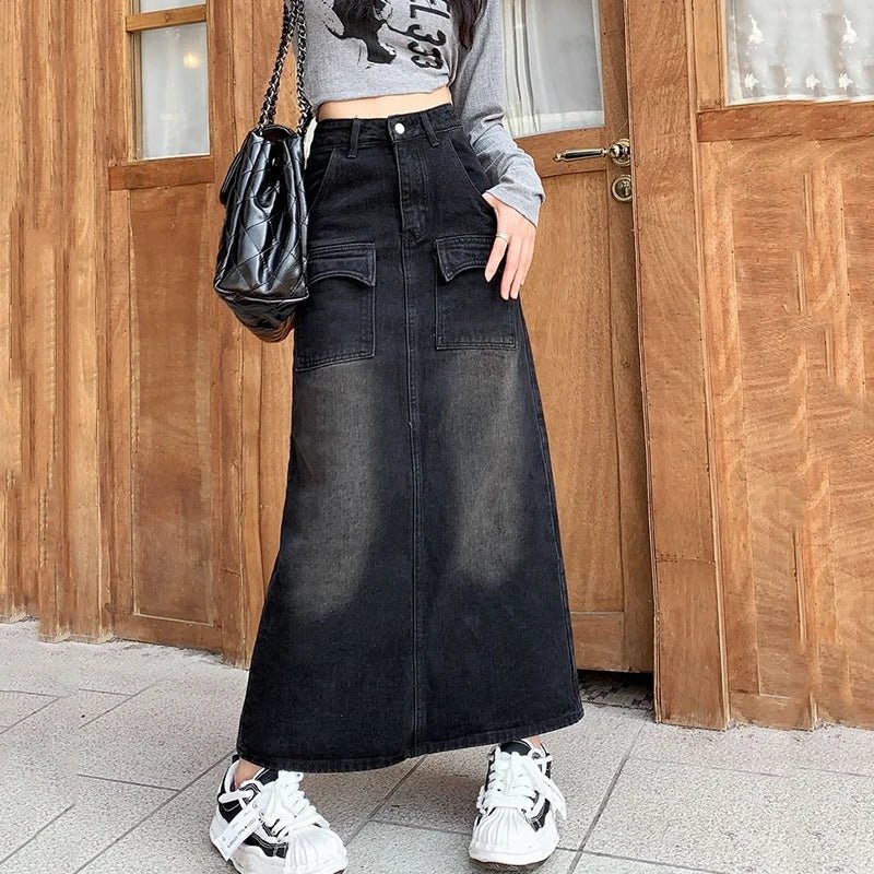 Y2K Vintage High Waist Denim Skirt - 90s Grunge, Retro Summer, Y2K Party Outfit