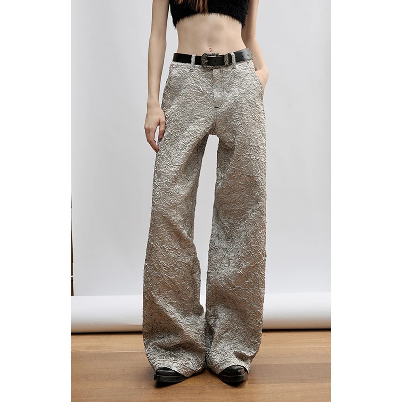 Y2K Vintage High Waist Denim Trouser: Grey Straight Leg Street Style Fashion