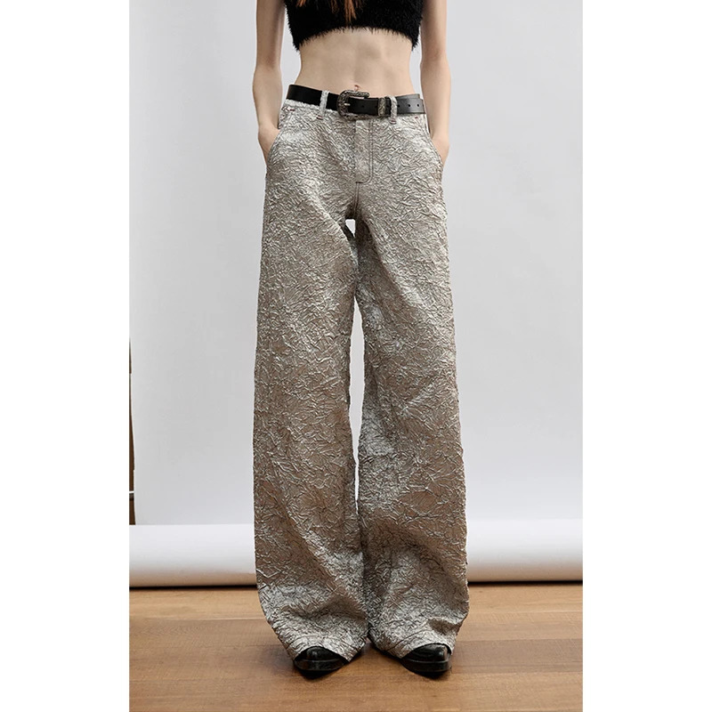 Y2K Vintage High Waist Denim Trouser: Grey Straight Leg Street Style Fashion