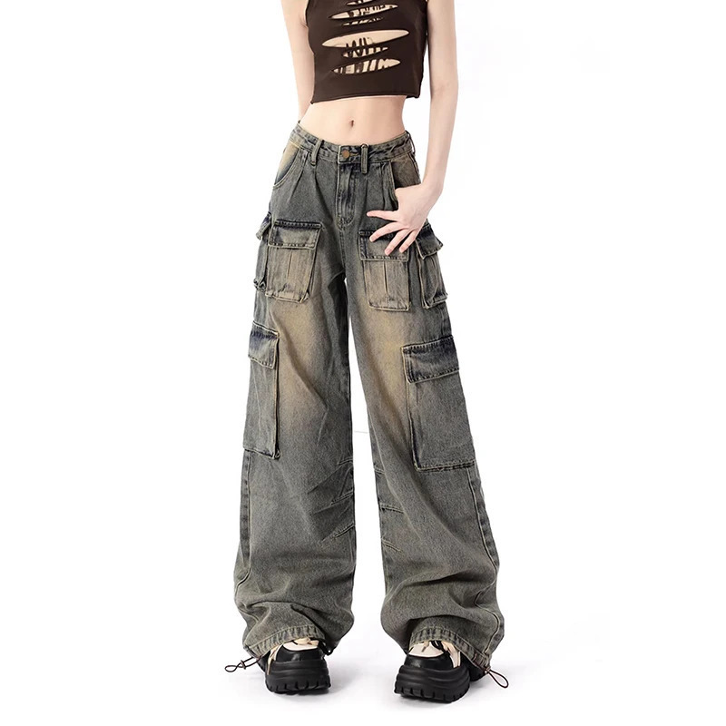 Y2K Vintage High Waist Jeans - Women's Retro Streetwear Denim Trouser