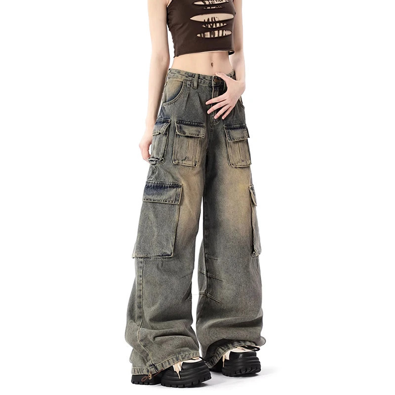 Y2K Vintage High Waist Jeans - Women's Retro Streetwear Denim Trouser