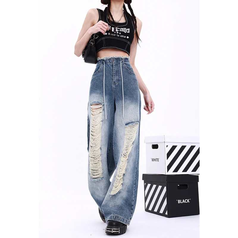 Y2K Vintage High Waist Loose Jeans - Spring Streetwear Fashion