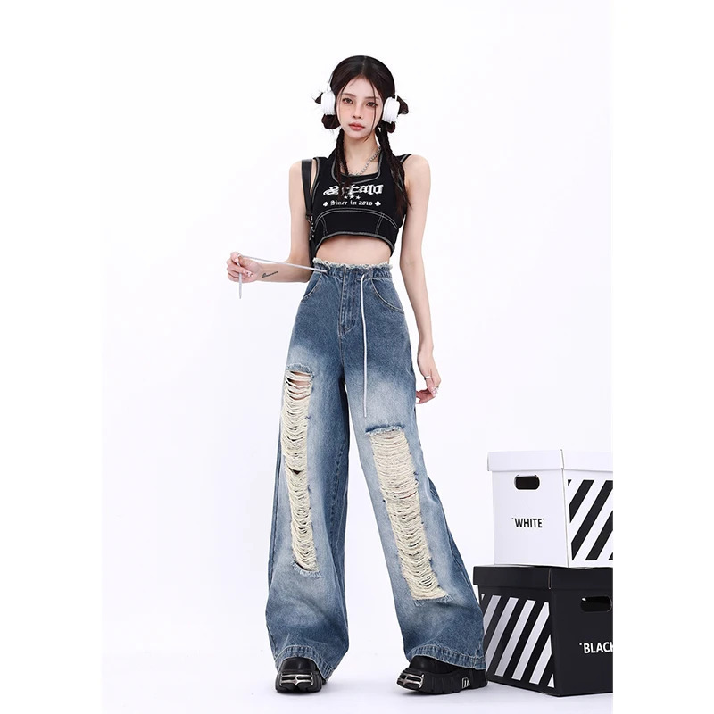 Y2K Vintage High Waist Loose Jeans - Spring Streetwear Fashion