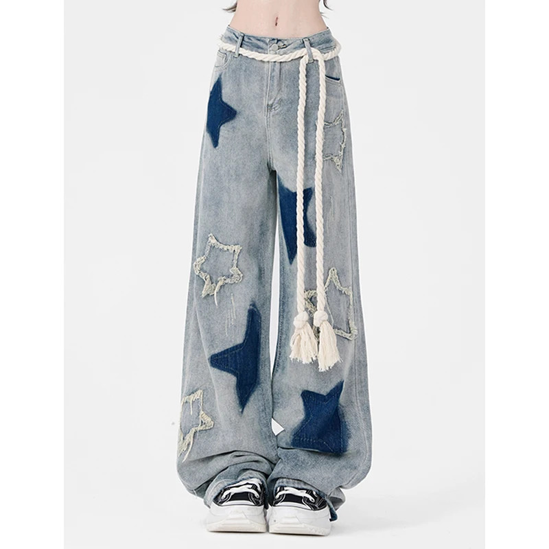 Y2K Vintage High Waist Straight Jeans - Casual Baggy Wide Leg Denim Trouser