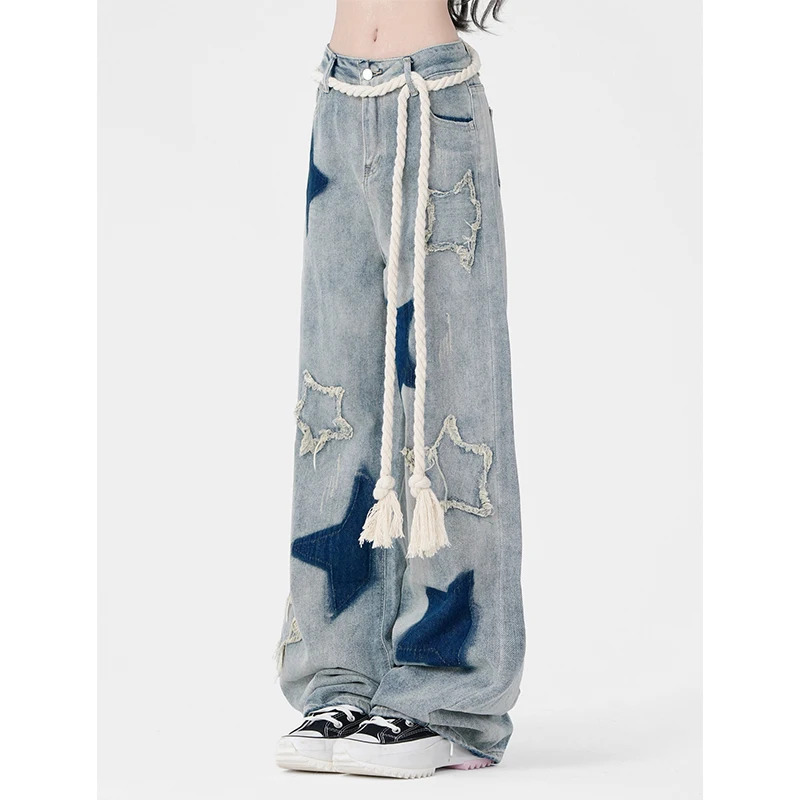 Y2K Vintage High Waist Straight Jeans - Casual Baggy Wide Leg Denim Trouser