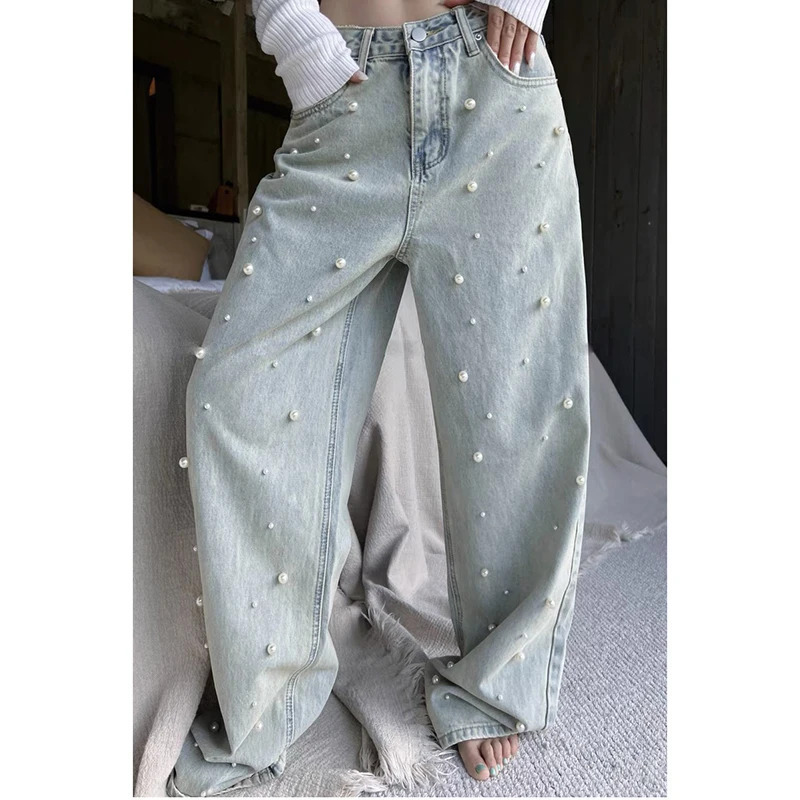 Y2K Vintage High Waist Straight Jeans - Women's Casual Baggy Denim Trouser