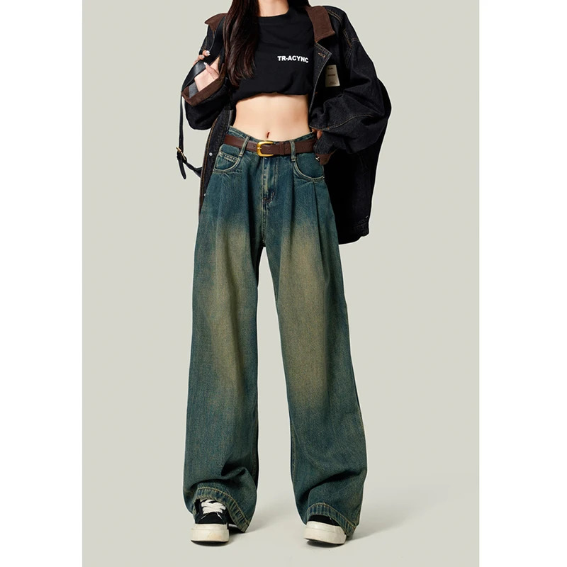 Y2K Vintage High Waist Wide Leg Baggy Jeans - Harajuku Street Style Denim Trouser