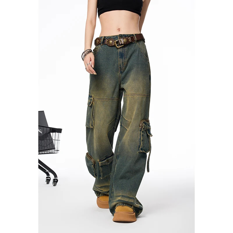 Y2K Vintage High Waist Wide Leg Denim Jeans - Street Style Fashion Women's Casual Pants