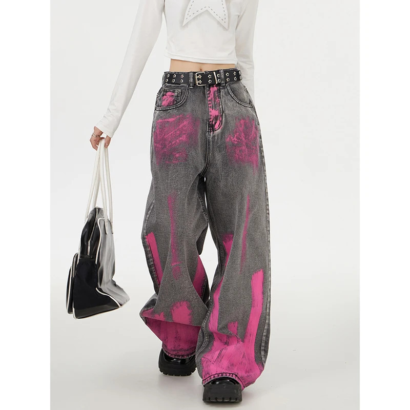 Y2K Vintage High Waist Wide Leg Denim Trouser - Streetwear Retro Style