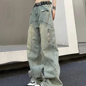 Y2K Vintage High Waist Wide Leg Jeans - American Street Style Fashion