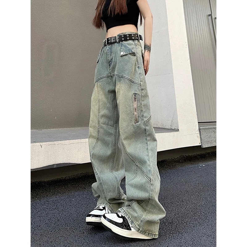 Y2K Vintage High Waist Wide Leg Jeans - American Street Style Fashion