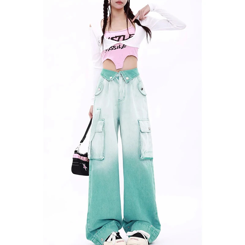 Y2K Vintage High Waist Wide Leg Jeans - American Street Style