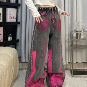 Y2K Vintage High Waist Wide Leg Jeans - Chic American Fashion Streetwear