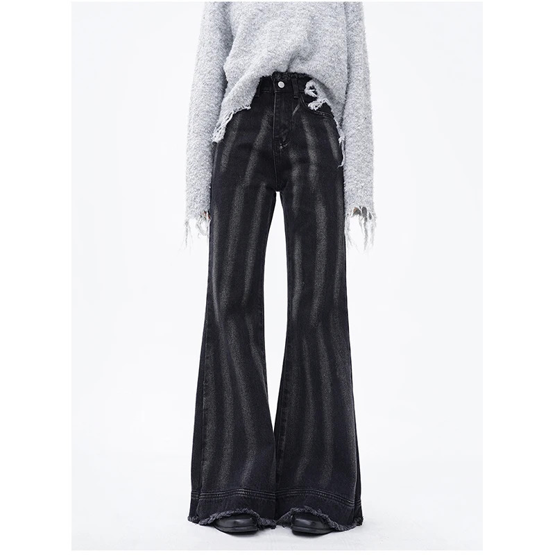 Y2K Vintage High Waisted Black Jeans - American Style Wide Leg Pants